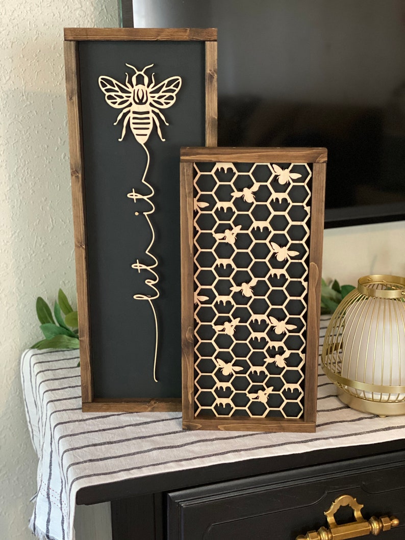 Let It Bee Layering Sign Set, Bumble Bee Decor, Bee Decor, Bee Wall Decor, Honey Bee Decor, Spring Bee, Honey Bee, Bee Honeycomb Sign image 9