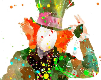 Mad Hatter Watercolor A4 Poster – Alice in Wonderland Art Print