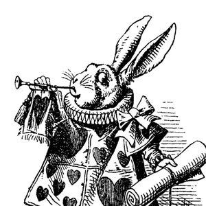 "Happy Unbirthday Karte - Alice im Wunderland" ""Hasen"" - schwarz und weiß."