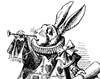 Happy Unbirthday Card - Alice in Wonderland Rabbit - black and white