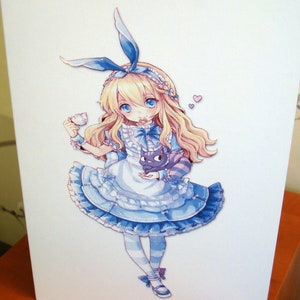 Alice au pays des merveilles K-POP coréenne - Carte de joyeux anniversaire - Style kpop anime