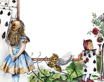 Alice in Wonderland Printable Poster Template, A4 Frame Design (Digital File)