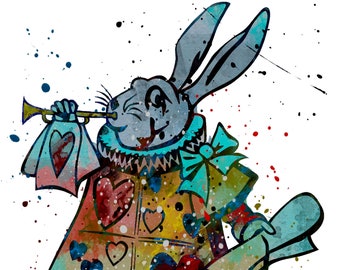 Alice in Wonderland A4 poster - Mr Rabbit wall art