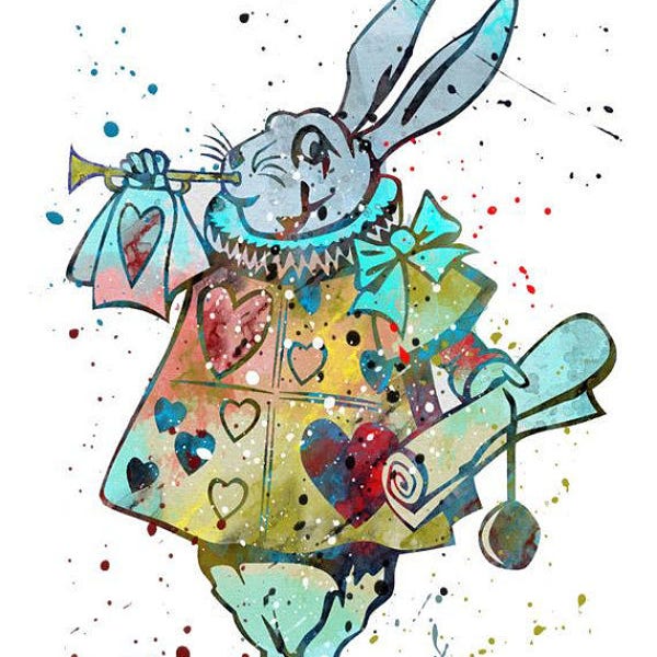 Happy Unbirthday Card - Alice in Wonderland Rabbit birthday greeting card