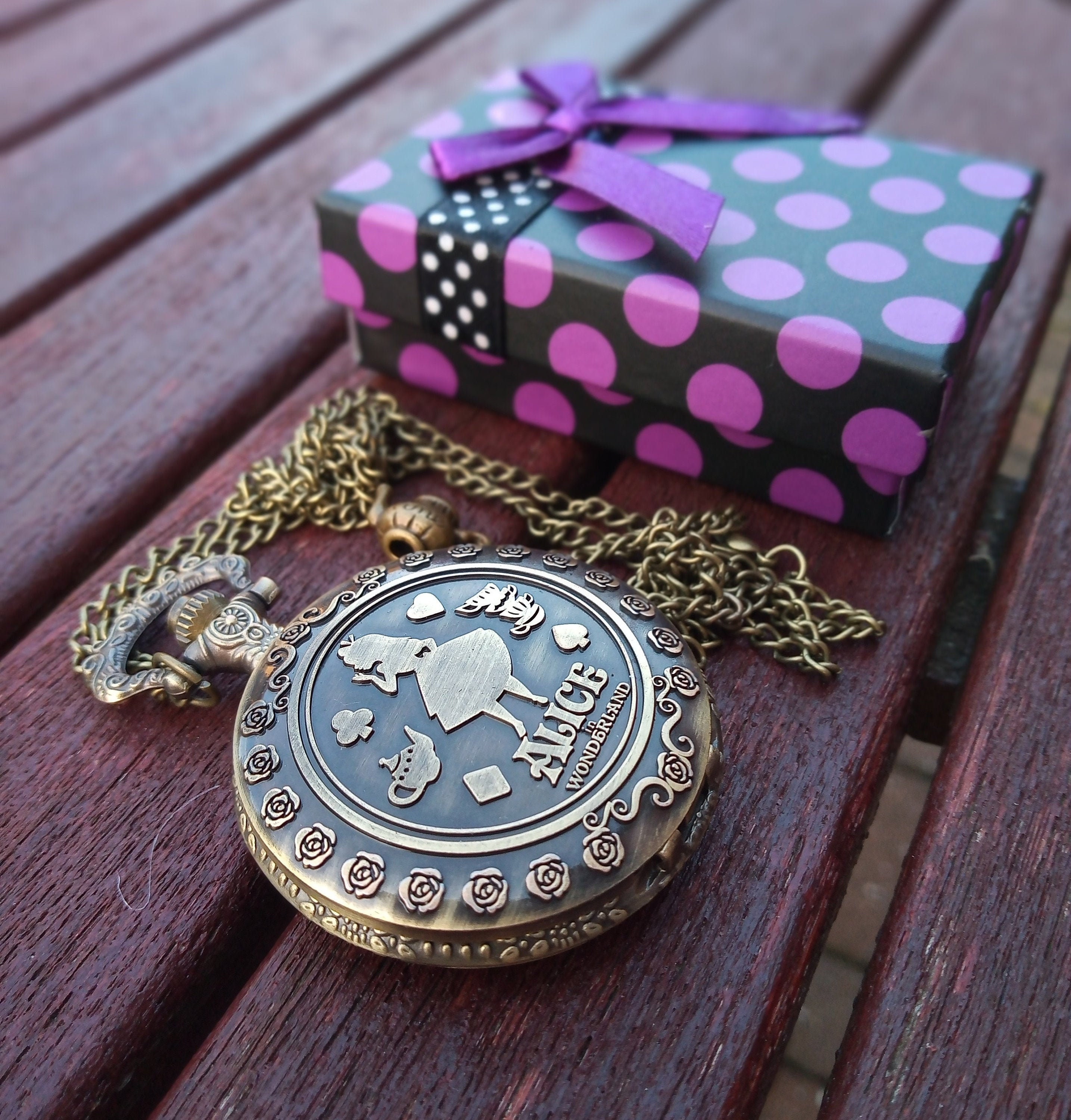 Dropship Alice In Wonderland Pocket Watch Girl Pattern Cover Clock Women  Practical Alloy Slim Chain Pendant Watches to Sell Online at a Lower Price
