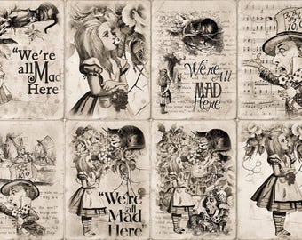 Alice in Wonderland set of 8 fridge magnets