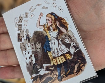 Alice in Wonderland  scratch free refrigerator magnet - flying vintage cards - magnetic sign