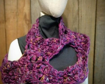 Handcrocheted Alpaca Multiscarf : Magenta