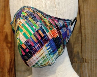 Best Fit Facemask with Flex-fit nose and filter pocket option : Glitchy Rainbow