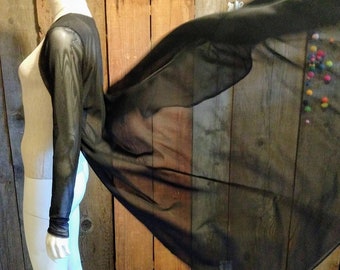 Dystopian Sheer Duster - Black