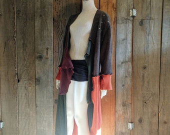 1/2 PRICE SALE Recycled Sweater Coat : studded earth tones