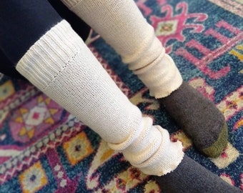 Reconstructed Sweater Legwarmers/Armwarmers : Seamed Cream