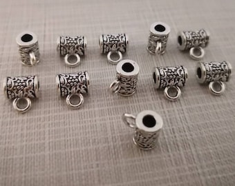 50 Tibetan Silver Charms Smooth Ring Spacers Beads Stopper Beads Fit Bracelets 