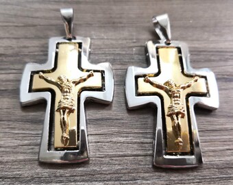 #0923 Antique Bronze Plated 45mmx73mm Large cross pendant