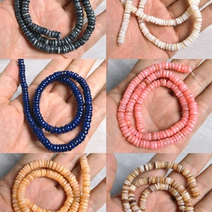 6mm Natural Shell Heishi Disc Beads, Geverfde MOP Rondelle Spacer Beads, Onregelmatige Shell Bead, Full Strand 15&quot; inch. BA - 1320