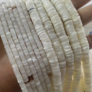 15.5&quot; Strand Mother Of Pearl Heishi Disc Beads ,MOP Rondelles Beads ,Heishi Spacer Beads ,4mm 6mm 8mm .BA - 781