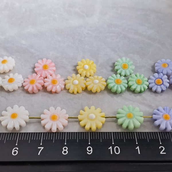 Dyed Fresh Water Mother of Pearl Daisy Flower Bead Double Sided Flower Bead Carved Daisy Bead Size and Quantity Optional Hole 0.8mm ,BA-1219