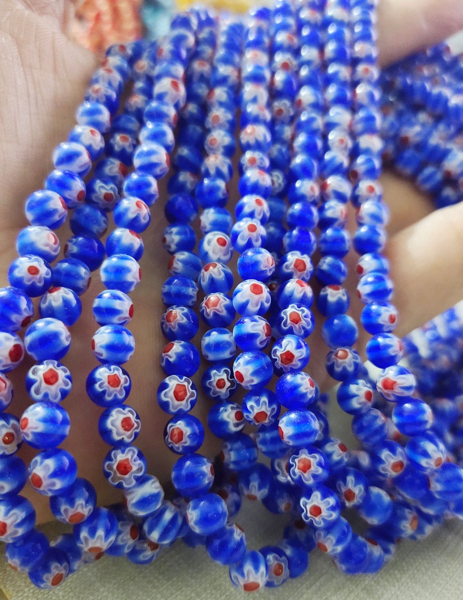 Millefiori Glass Beads Flower Round Beads 6mm 8mm 10mm Etsy