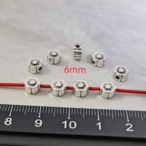 50pcs Double Sided Flower Beads ,Metal Spacer Beads ,6mm Flower Spacer Beads , Flower Beads ,Hole 1.5mm ,BA- 948