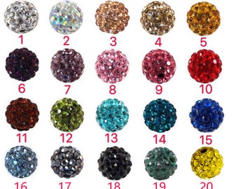 8mm 10mm Mixed Color Disco Ball Beads ,Micro Pave Beads, Rhinestone Disco Balls ,Polymer Clay Beads ,100pcs 300pcs 500pcs Optional,Wholesale
