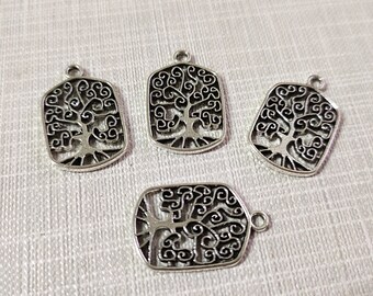 30pcs Double Sided Tree of life Charms ,14x22mm Tree Of Life Pendant, Antique Silver Tree Charms ,Findings ,BA-296