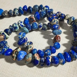 1 Full Strand Natural Sea Sediment Jasper Beads ,Pebbles Shape Spacer Beads , Blue Impression Jasper Beads , Stone Spacer Beads loose beads
