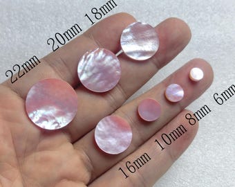 Pink Mother of Pearl Both Side Flat Slices Disc ,Round Coin Shape 6mm-22mm  , DIY Jewelry Supply ,Lot of 2/5/10/30pcs ,BA- 1853