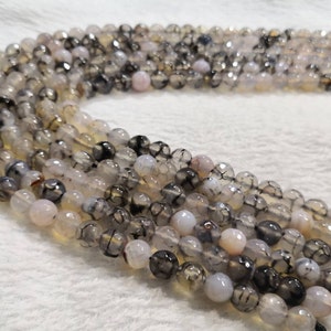 1 Full Strand 8mm 10mm Faceted Agate Round Beads , Dragon Veins Agate Beads ,  bracelet beads , Gemstone Beads ,Findings, QH553