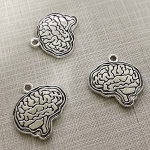 Antique Silver Brain Charm Pendant ,21x23mm Double Side Brain Charm  ,Jewelry Making ,20, 30 Pieces QTY Optional Wholesale,BA-171