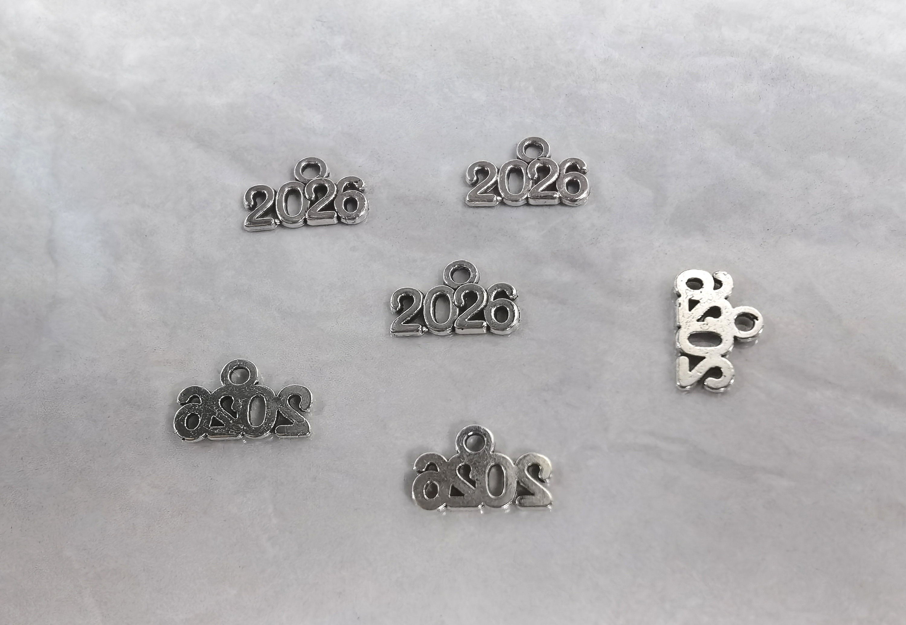 Antiqued Silver Year 2026 Charms , 2026 Graduation , Silver Year