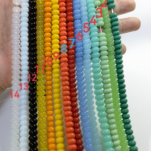 5x8mm Smooth Glass Rondelle Beads ,Dyed Glass Loose Beads ,Glass Spacer Abacus Beads, 80pcs/Str , UA- 1028
