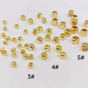 金メッキキューブファセットビーズ、金メッキスクエアスペーサービーズ、ファセットキューブビーズ、スクエアキューブファセットビーズ、50/100/300個、BA-1749