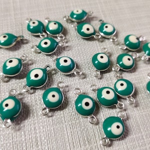 30Stk Enamel Evil Eye Charms , Türkis Evil Eye Verbinder , Silber Evil Eye Charms , Türkische Augen Charms , Mini Evil Eye ,C338