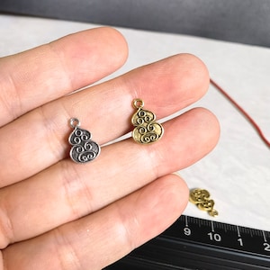 40pcs Double Face Gourd Charm, 9x14mm Antique Gold Bottle Gourds Pendentif ,Silver Gourd Charm, BA- 1201