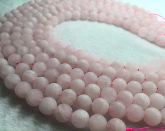 1 Full Strand 6mm 8mm 10mm Matte Rose Quartz  Round Beads  , Rose Quartz Beads , Pink Quartz Round Beads , Stone Beads ,Jewelry Making Beads