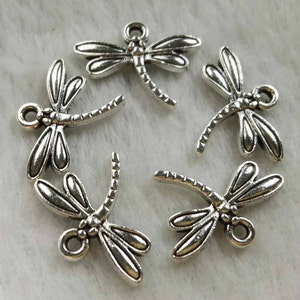 50pcs Dragonfly Charms , Dragonfly Jewelry , Antique Silver Insect Charms  , DIY Jewelry accessories,Wholesale Charms
