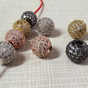 6mm 8mm 10mm Cubic Zirconia Micro Paved Beads ,Clear CZ Micro Pave Ball Beads,Ball Space Beads ,Disco Ball Beads, 5 - 50pcs , BA 238