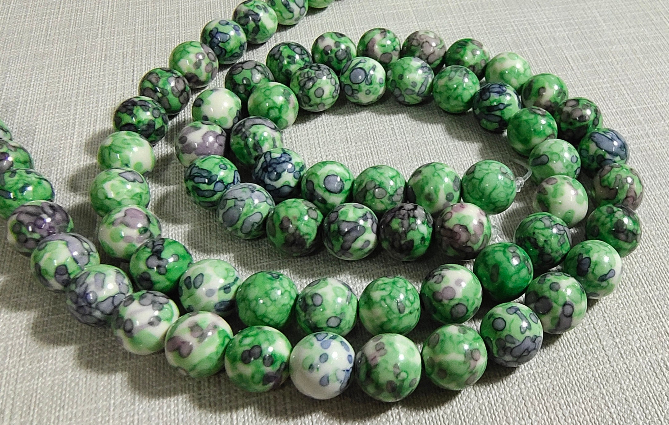 1 Full Strand Green and Gray Rain Flower Stone Beads 6m 8mm Etsy