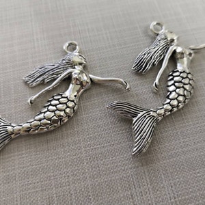 10pcs Large Mermaid Pendants ,32x60mm Mermaid Jewelry ,Ocean Charms ,Sea Charms ,Sea Life Charms , Findings ,Wholesale Mermaid