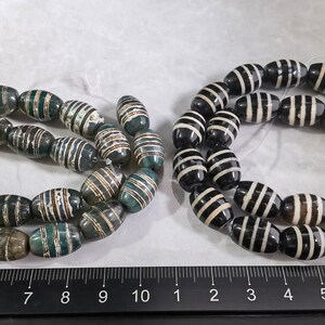 10x14mm Agate Dzi Barrel Beads ,Three Striped Tibetan Dzi Beads ,Black Green Dzi Beads, 25pcs Sacred Dzi Beads  ,Color Optional AQ- 1270