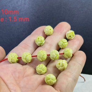 10mm Composite Resin Coral Lotus Flower Beads ,Olive Green Lotus Seeds Beads  ,10mm Flower Spacer Beads ,Yoga Jewelry ,BA- 1504