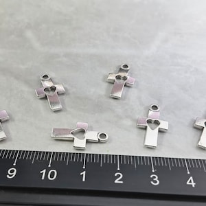 30 - 100pcs Double Sided Cross Charms ,10x18mm Metal Cross Jewelry ,Antique Silver Cross Pendant ,Findings , BA - 1233