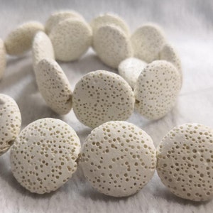 1 Full Strand 20mm / 27mm Flat Round Lava Beads ,Lava Rock Jewelry Beads ,Volcanic Rock Beads ,White Lava Rock Beads ,Wholesale