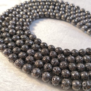 4mm 6mm 8mm 10mm Black Lava Rock Runde Perlen, Electroplating Lava-Rock, Lava Rock Schmuckperlen, Lava Perlen, Großhandel