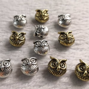 20pcs Antique Silver , Bronze Owl  Beads , Owl Spacer Beads , 10x11mm , Wholesale