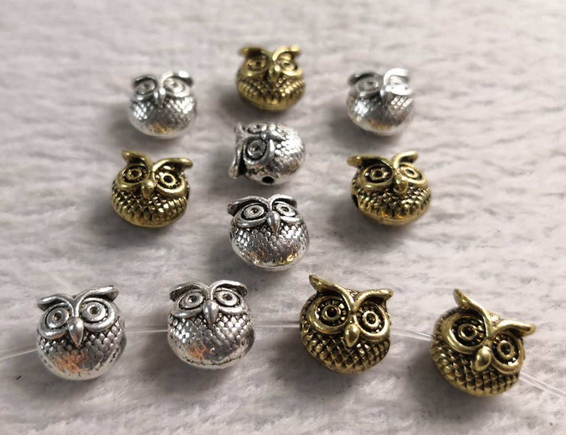 20pcs Antique Silver , Bronze Owl  Beads , Owl Spacer Beads , 10x11mm , Wholesale