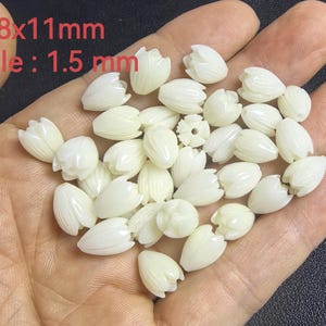 Hawaiian Pikake Beads, White Composite Resin Coral Flower Bead ,Carved Jasmine Flower Beads ,Hawaiian Lei ,10/50/100/1000pcs  ,BA- 1765
