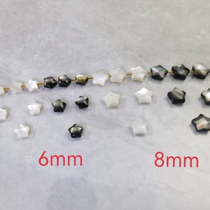Natürliche Perlmutt-Sternperlen, 6mm 8mm Muschel-Sternperlen, schwarz / weiße Hauch-Sternperlen, 5 Stück - 100 Stück Muschelschmucksachen, BA-1403
