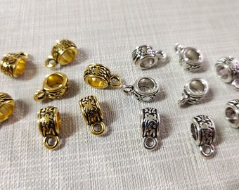 50 pcs  Bail Beads , Antique Gold Silver Bail Beads ,5x11mm Bail Charms ,Bail Connector , Bails ,Wholesale Bail