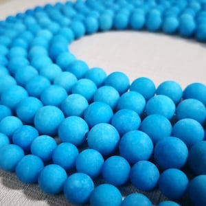 1 Full Strana 6mm 8mm 10mm Blue Jade Beads , Matte Mashan Jade Beads ,Gemstone Bead ,Stone Beads ,DIY Jewelry Beads , CC345